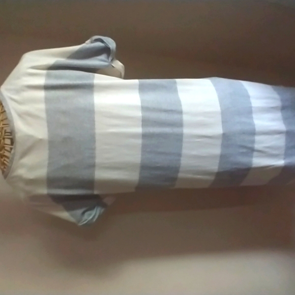 Striped Gray and White T-Shirt Dress - Picture 7 of 9